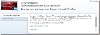 SPG Amex Card Offer Approval