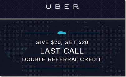 Uber Referral credit 20