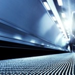 a close-up of a moving escalator