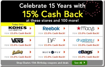 15% Cash Back With Ebates