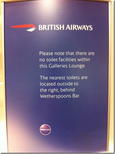 British Airways Galleries Lounge Bathroom Sign