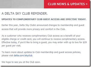 Delta Sky Club Policy Change