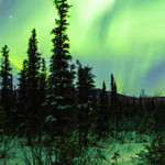 a green lights in the sky