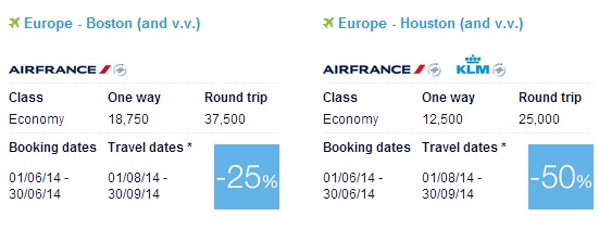 Air France Promo Award From Houston June Booking