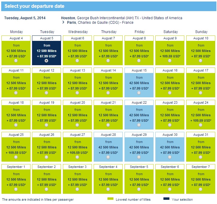 Air France to Paris from IAH August