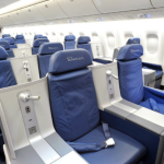 a close-up of a seat in an airplane