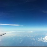 a view of the sky from an airplane window