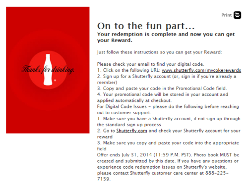 pmm mycoke rewards free shutterfly book