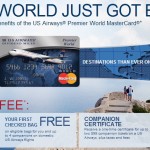 a credit card with a picture of a plane and a world map