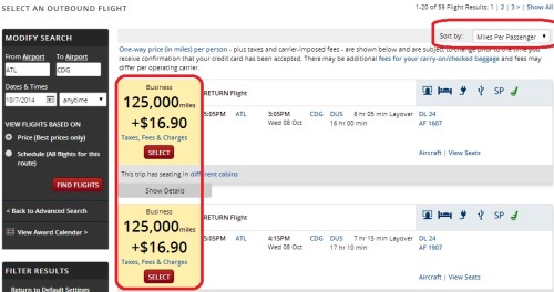 Delta award availability lower priced option