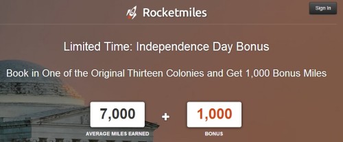 Rocketmiles Fourth of July Promotion 2014