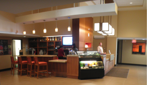 Check-in, check-out, bar and lobby café all in one!