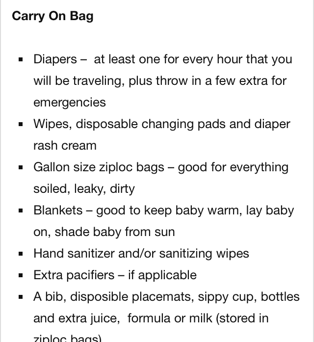 How To Pack For Flight With Baby A Packing Checklist Points Miles