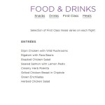 a menu of food and drinks