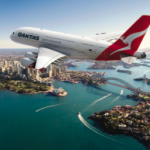 a plane flying over water