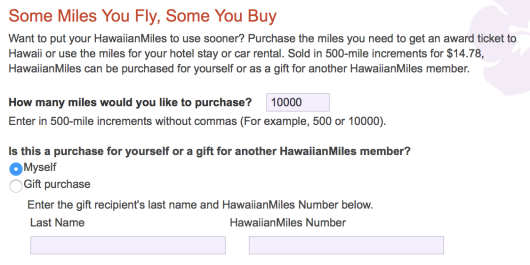 Buying Hawaiian Miles