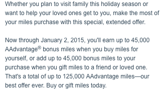 45,000 Bonus AAdvantage Miles When You Buy Miles