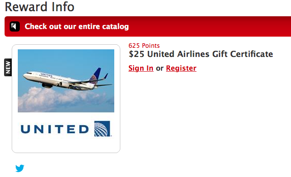 My E Rewards 25 United Airlines Gift Card Only 625 Points Miles Martinis