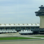 a airport with a control tower