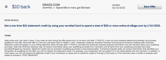 ebags amex cyber deal