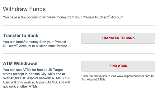Withdraw Funds From RedCard