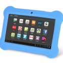 a blue tablet with a blue case