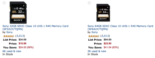 Amazon: Deep Discounts On Sony Memory Today Up To 85% Off!