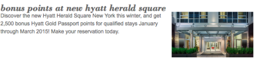 2,500 Bonus Hyatt Gold Passort Points In NYC