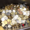 a bucket of coins