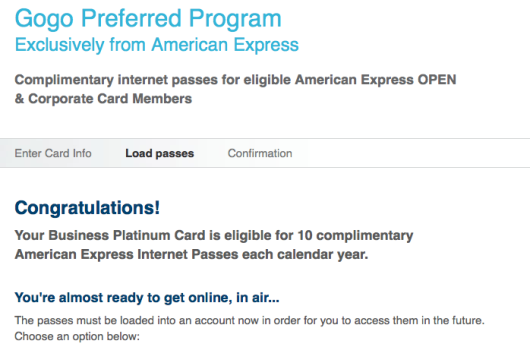 Load Your 10 Free GoGo Passes With Amex Business Platinum