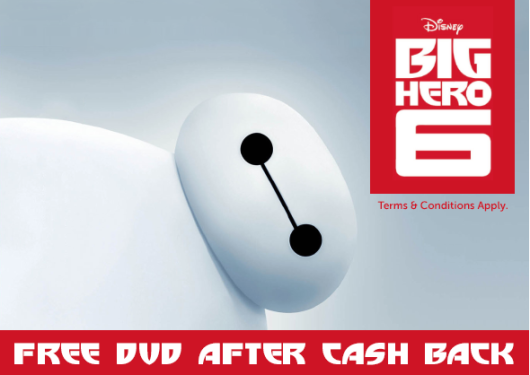 Free Big Hero 6 DVD With New TopCashBack Account