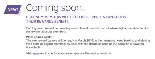 Starwood Launches New Platinum Choice Benefits