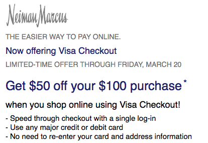 Amazing It's Back! $50 Off $100 Neiman Marcus