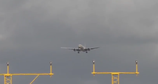 Etihad 777 Hovering Against Strong Head Wind
