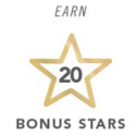 a gold star with black text