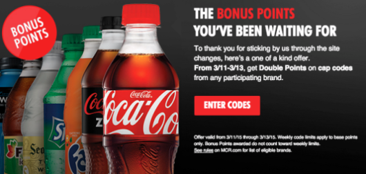 My Coke Rewards: Double Points On Cap Codes - 3 days only!