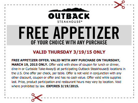 Free Outback Appetizer