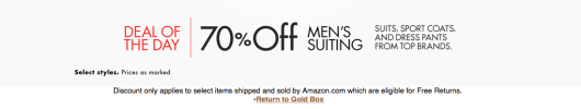 Amazon Has 70% Men's Suiting Today