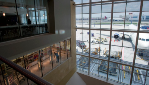 a view from the inside of a building