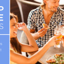 a group of people eating at a table