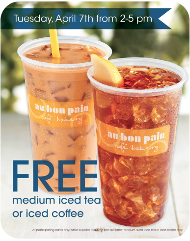 Free Medium Iced Tea Or Coffee Today!