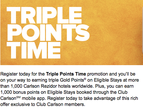 Triple Points Time: Club Carlson Promotion