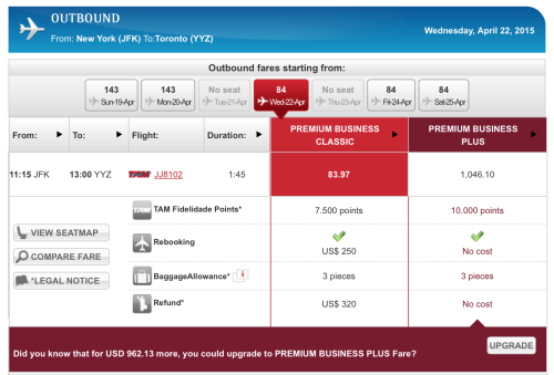 Fare Alert: Business Class New York-Toronto for $84