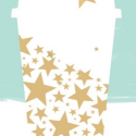 a coffee cup with stars on it