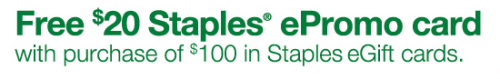 Free $20 Promo When You Buy $100 At Staples!