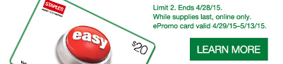 Free $20 Promo When You Buy $100 At Staples!