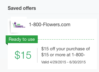$15 Off $15 At 1-800-Flowers With Paypal