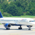 a plane on the runway