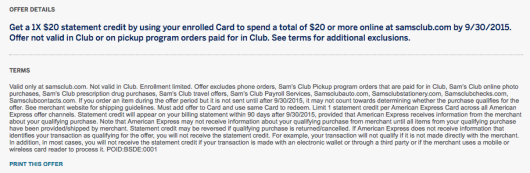 Amazing! $20 Back On $20 Amex Offer For You At Samsclub.com!