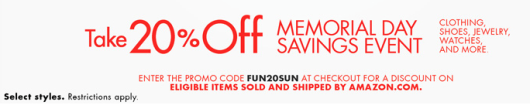 Amazon: Extra 20% Off Memorial Day Sale!